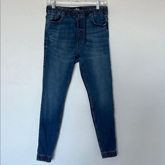 Hollister Skinny Joggers Blue Denim Pull-On Drawstring Waist Women’s Small - Picture 1 of 3